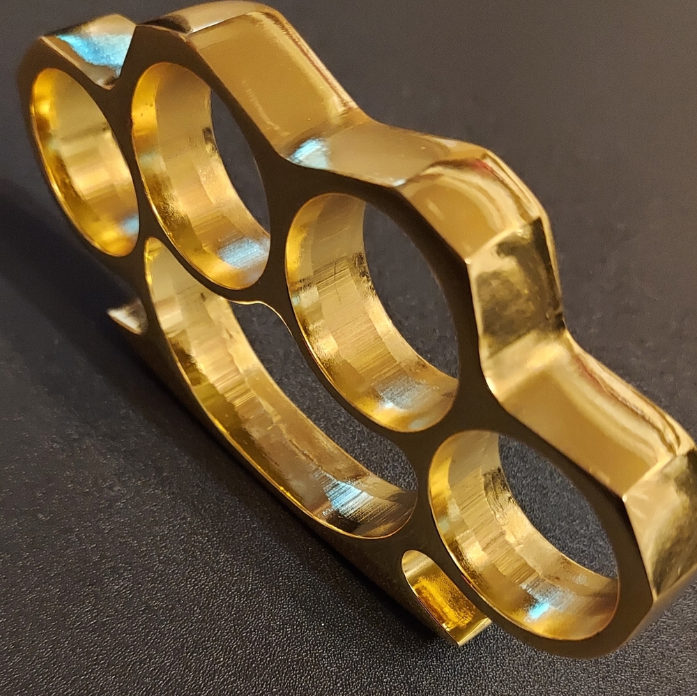 Belt Buckle Knuckles Solid Steel, Gold Polished Finish